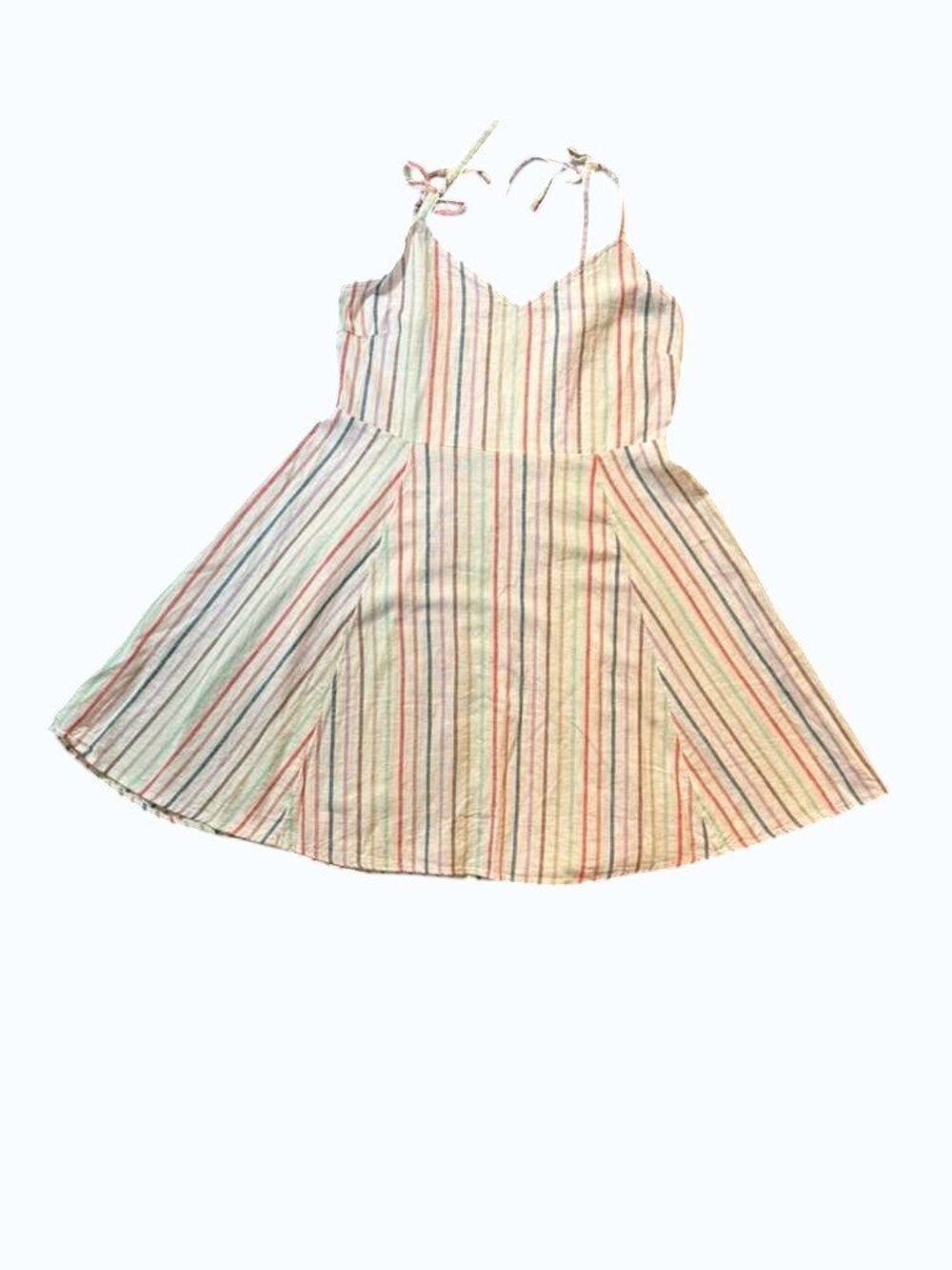 GAP Women's Linen Blend Striped Sundress Size M Sleeveless Tie Strap Boho